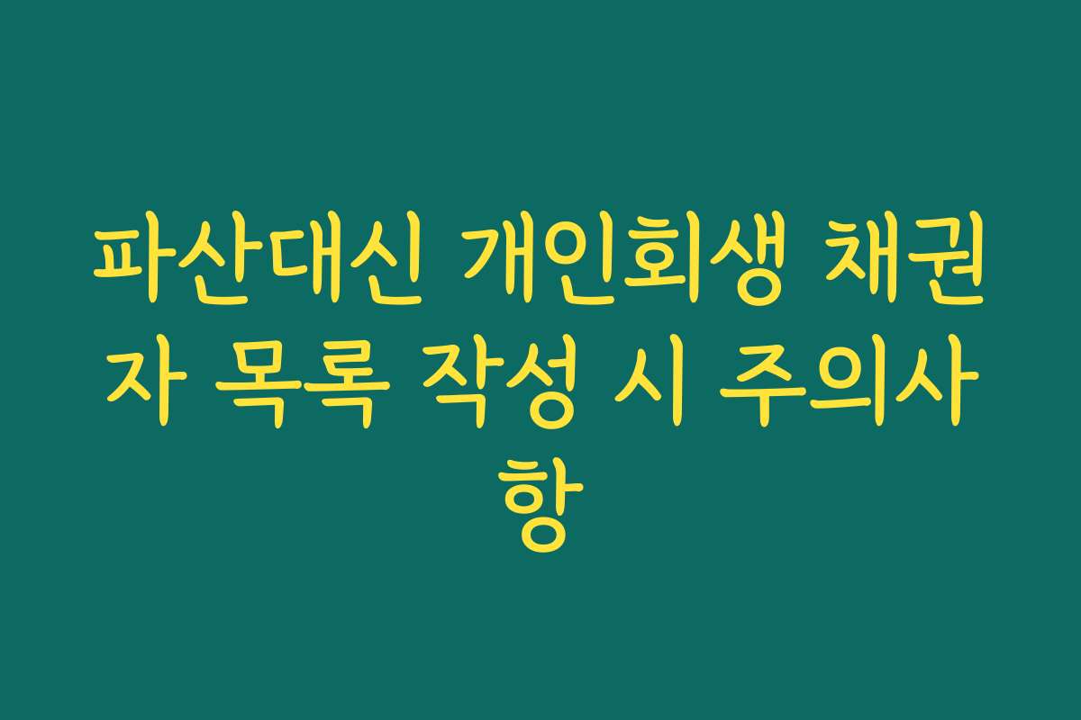 파산대신 개인회생 채권자 목록 작성 시 주의사항