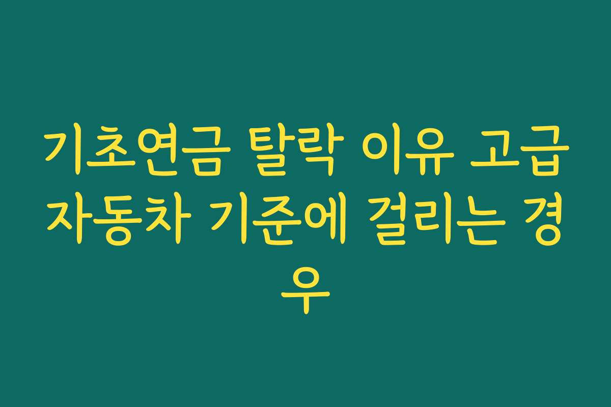 기초연금 탈락 이유 고급자동차 기준에 걸리는 경우