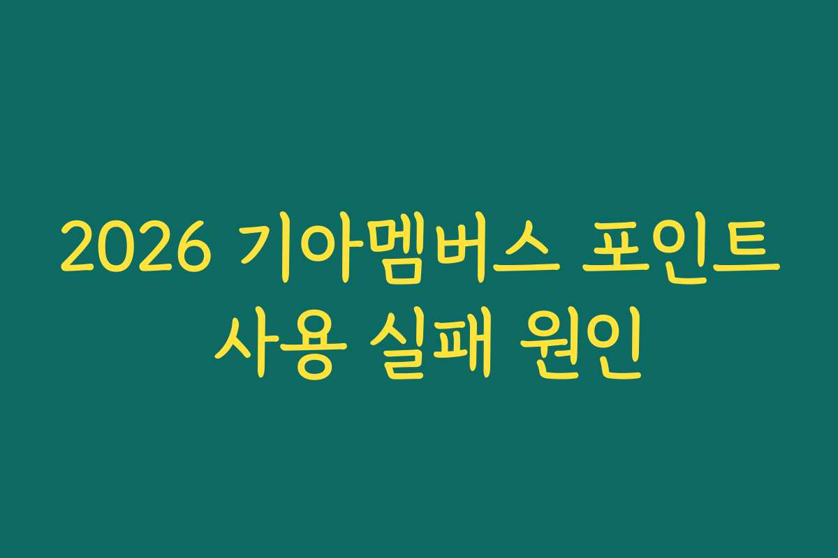 2026 기아멤버스 포인트 사용 실패 원인