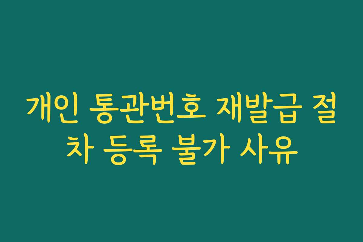개인 통관번호 재발급 절차 등록 불가 사유