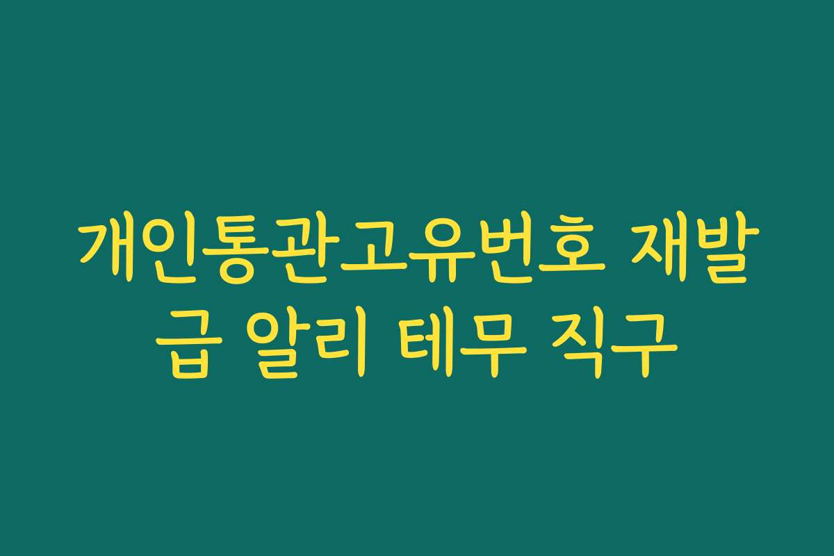 개인통관고유번호 재발급 알리 테무 직구