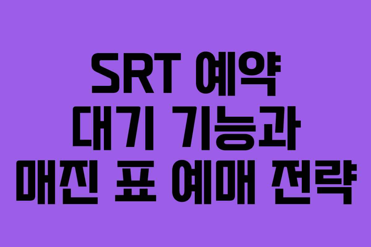 SRT 예약 대기 기능과 매진 표 예매 전략