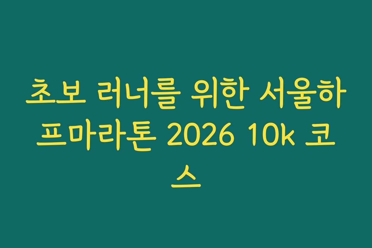 초보 러너를 위한 서울하프마라톤 2026 10k 코스