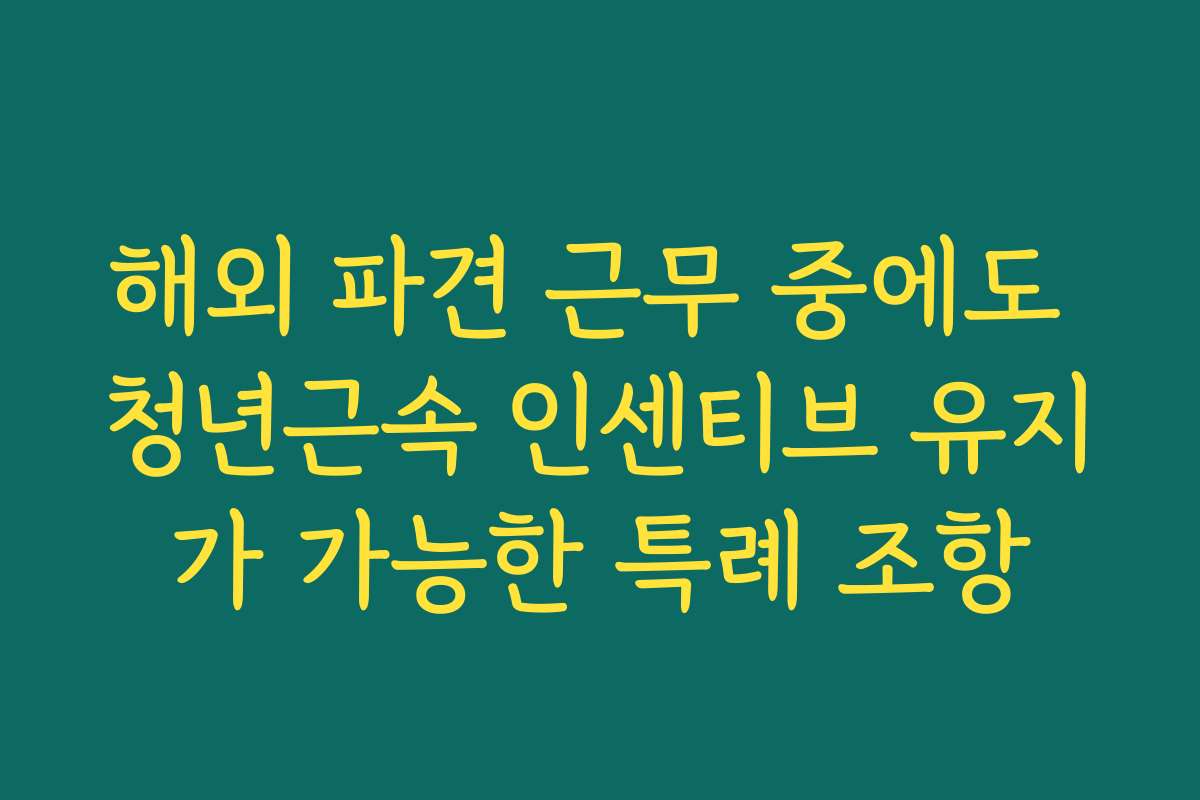해외 파견 근무 중에도 청년근속 인센티브 유지가 가능한 특례 조항