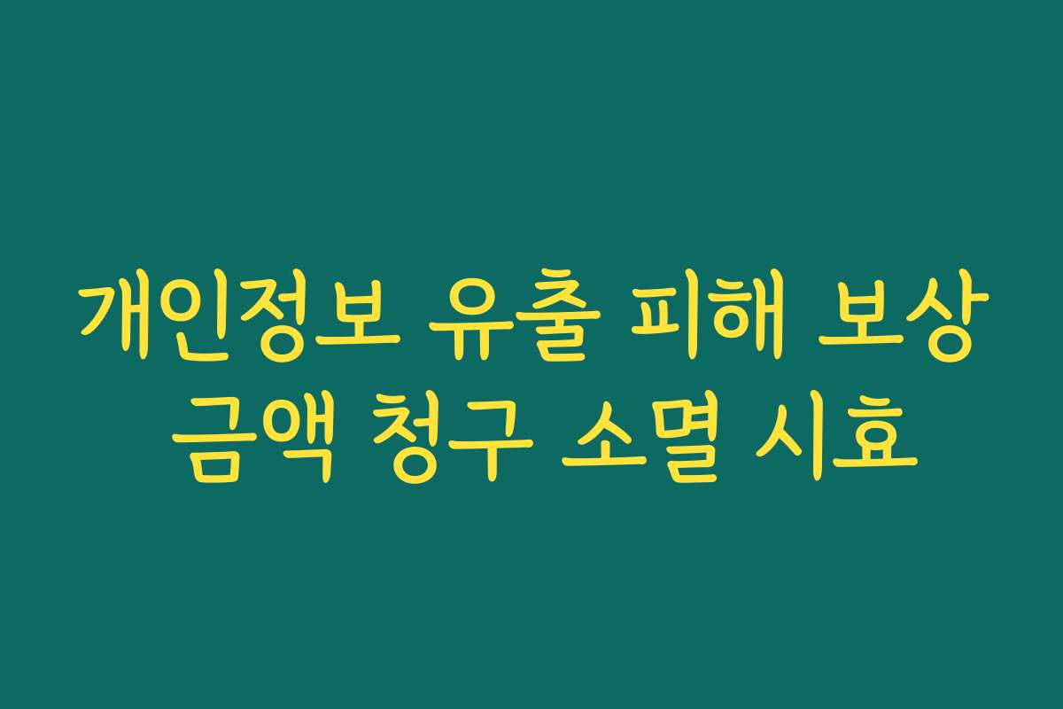 개인정보 유출 피해 보상 금액 청구 소멸 시효
