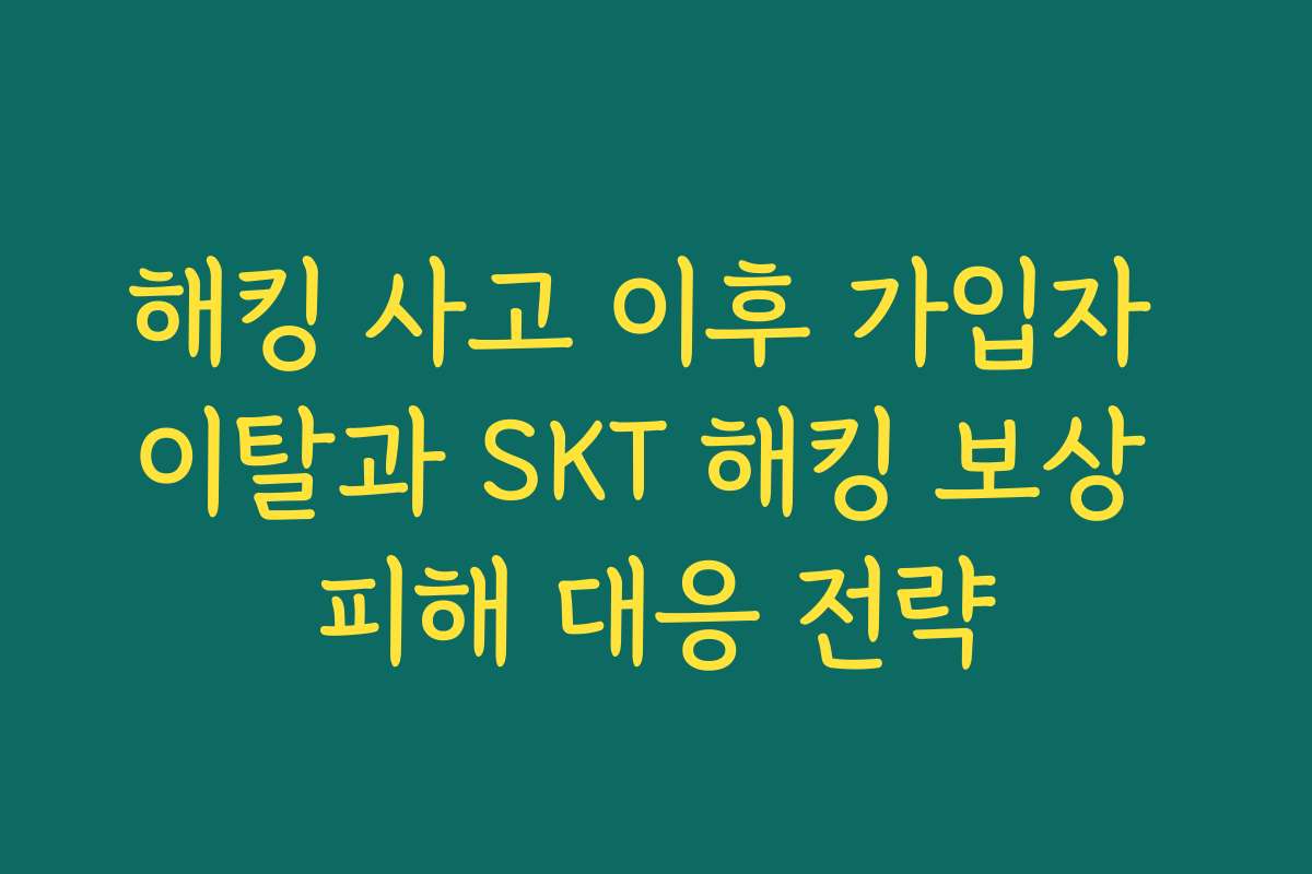 해킹 사고 이후 가입자 이탈과 SKT 해킹 보상 피해 대응 전략