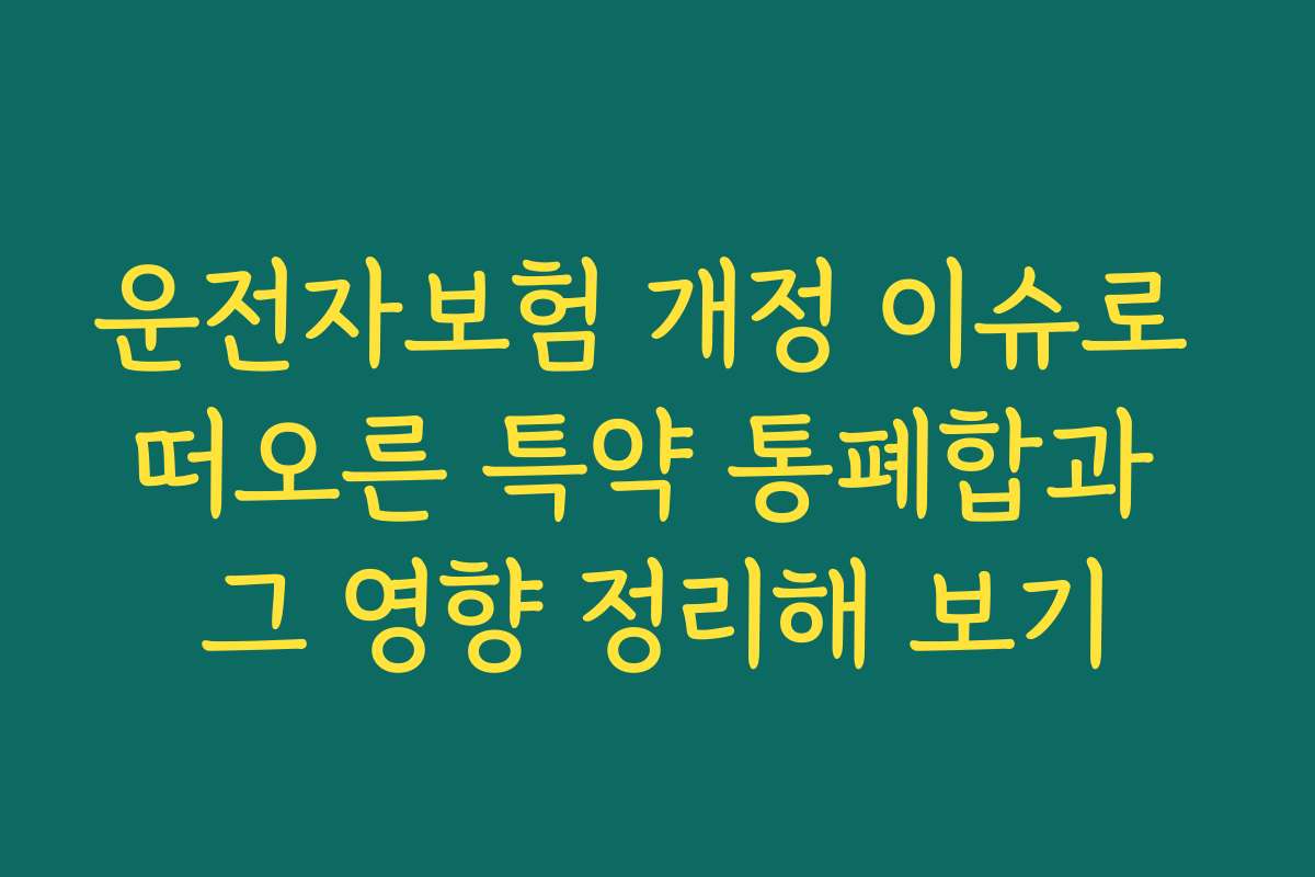 운전자보험 개정 이슈로 떠오른 특약 통폐합과 그 영향 정리해 보기