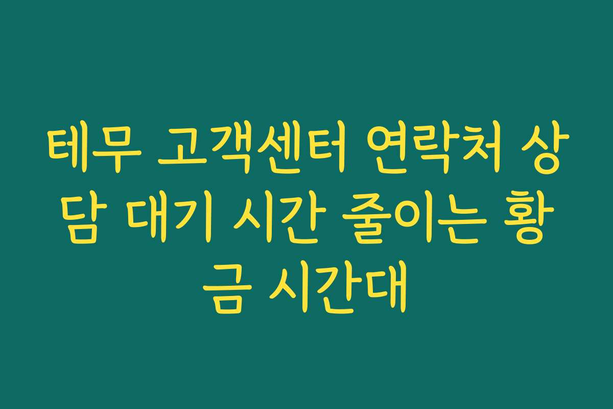 테무 고객센터 연락처 상담 대기 시간 줄이는 황금 시간대