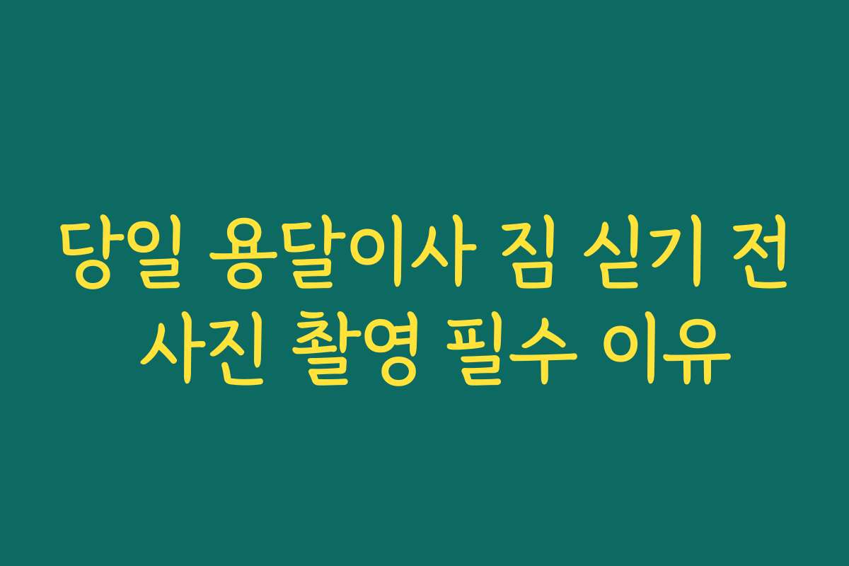 당일 용달이사 짐 싣기 전 사진 촬영 필수 이유