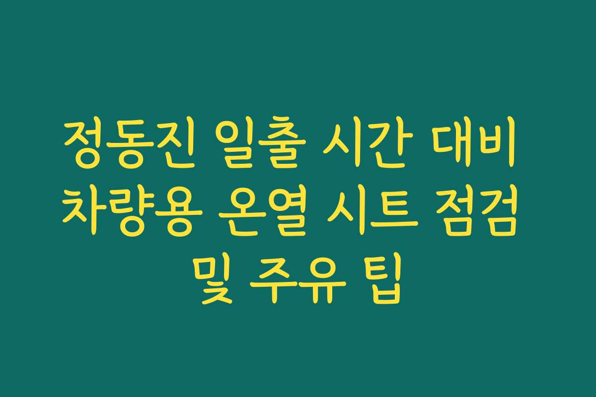 정동진 일출 시간 대비 차량용 온열 시트 점검 및 주유 팁