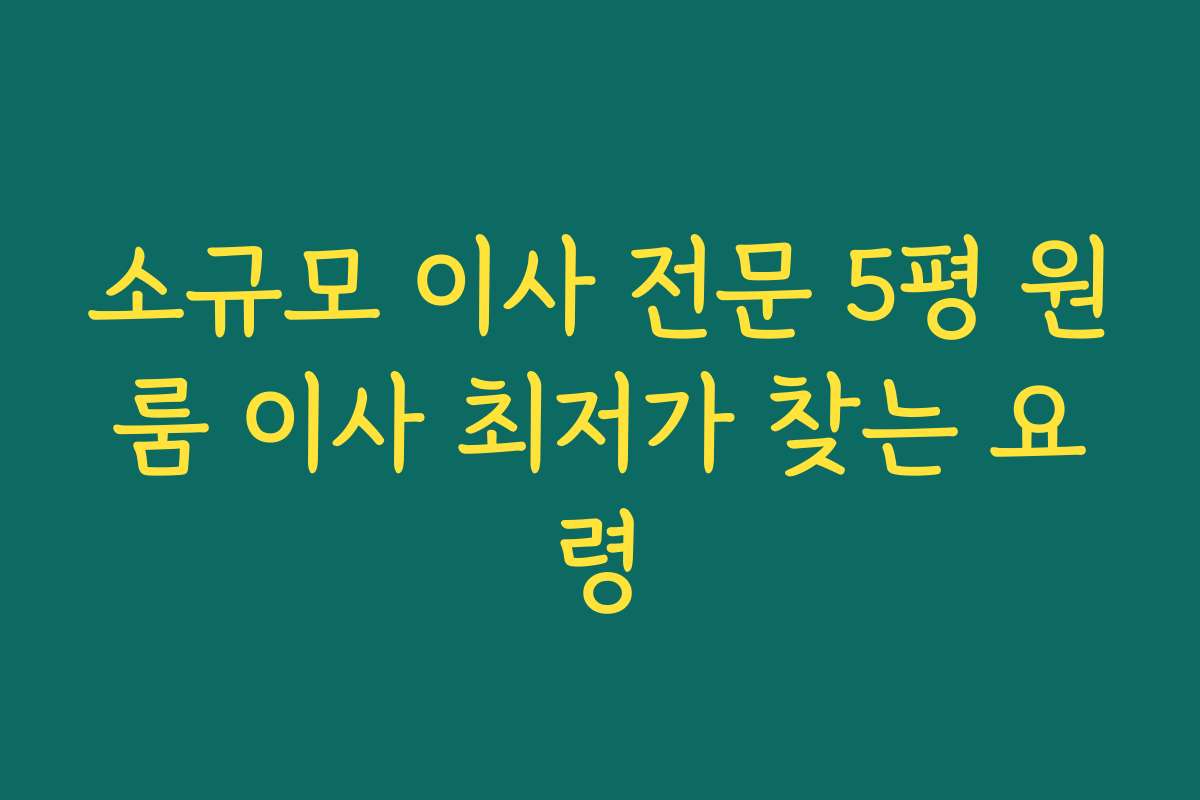 소규모 이사 전문 5평 원룸 이사 최저가 찾는 요령