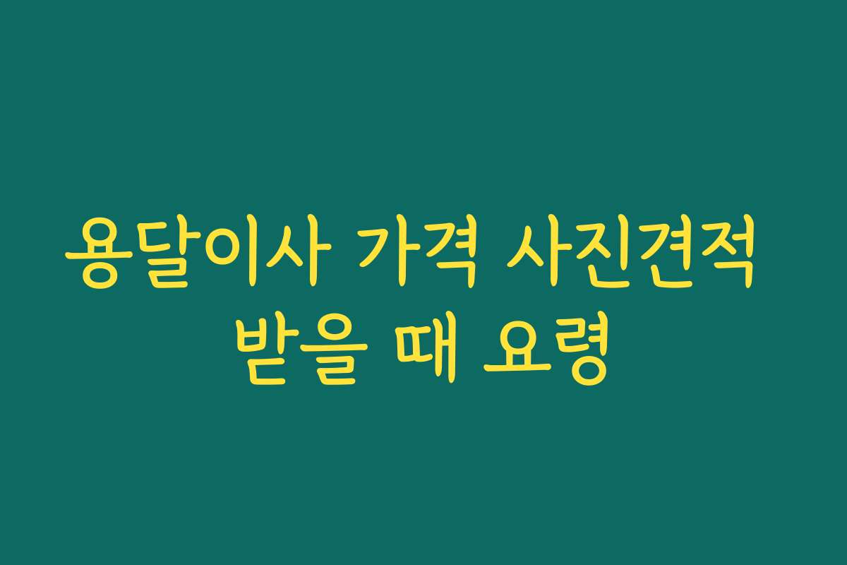 용달이사 가격 사진견적 받을 때 요령