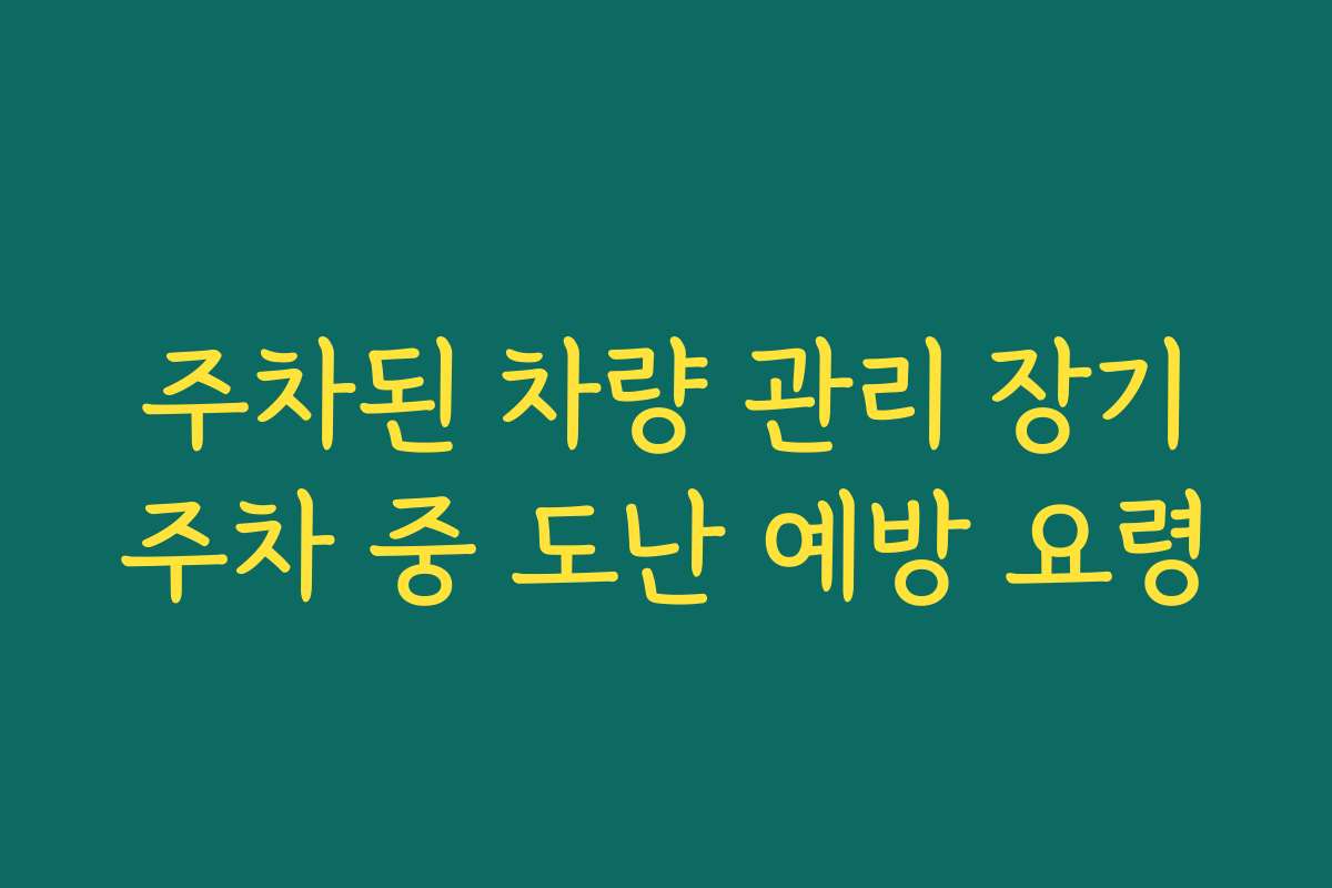 주차된 차량 관리 장기주차 중 도난 예방 요령