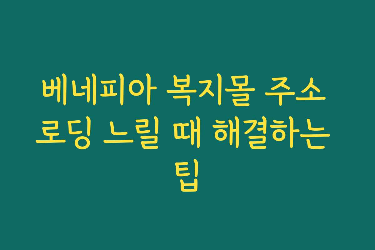 베네피아 복지몰 주소 로딩 느릴 때 해결하는 팁