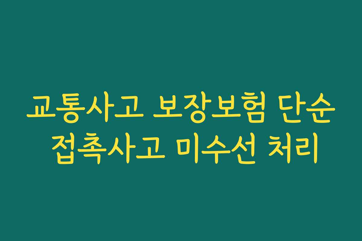 교통사고 보장보험 단순 접촉사고 미수선 처리