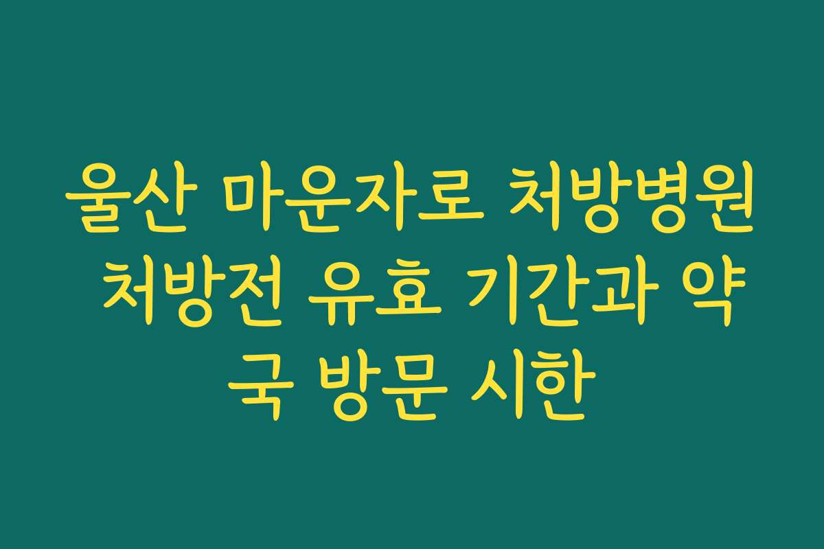 울산 마운자로 처방병원 처방전 유효 기간과 약국 방문 시한