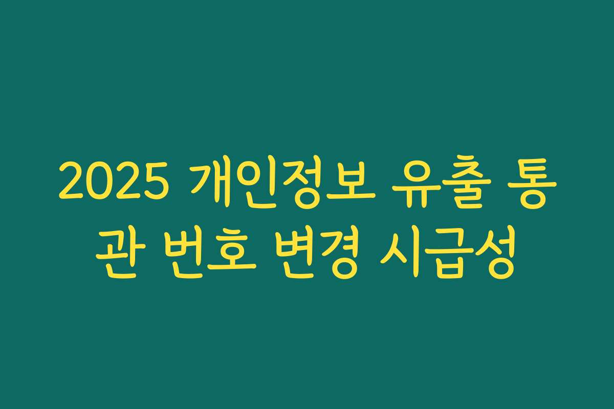 2025 개인정보 유출 통관 번호 변경 시급성