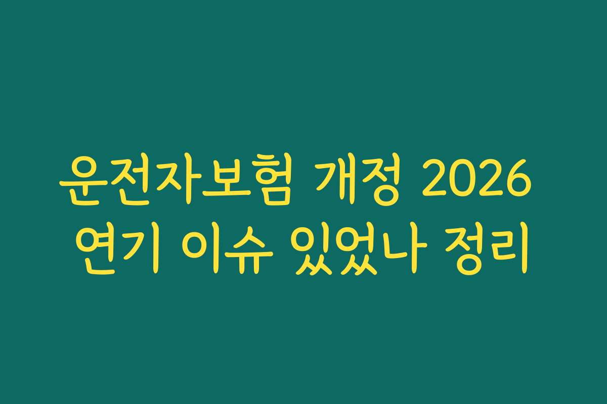 운전자보험 개정 2026 연기 이슈 있었나 정리