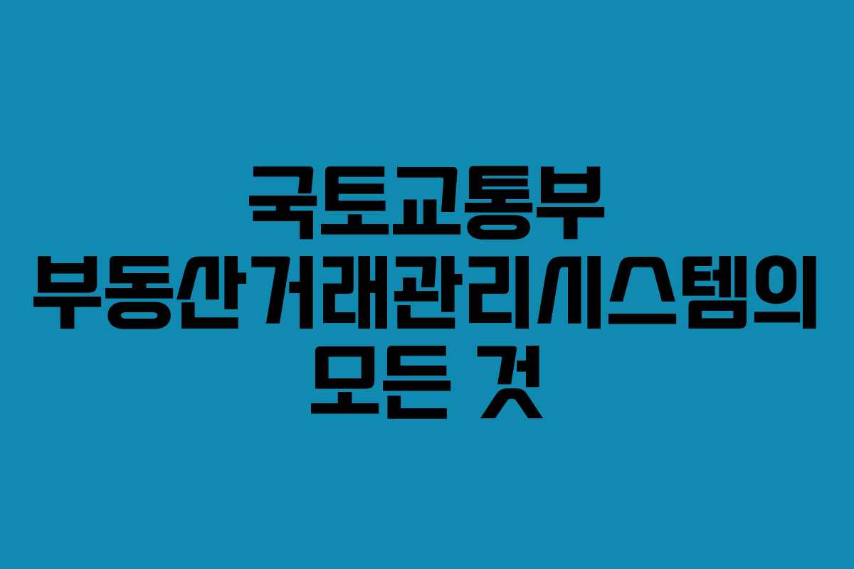 국토교통부 부동산거래관리시스템의 모든 것