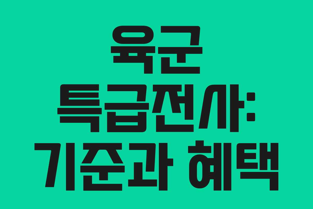 육군 특급전사: 기준과 혜택