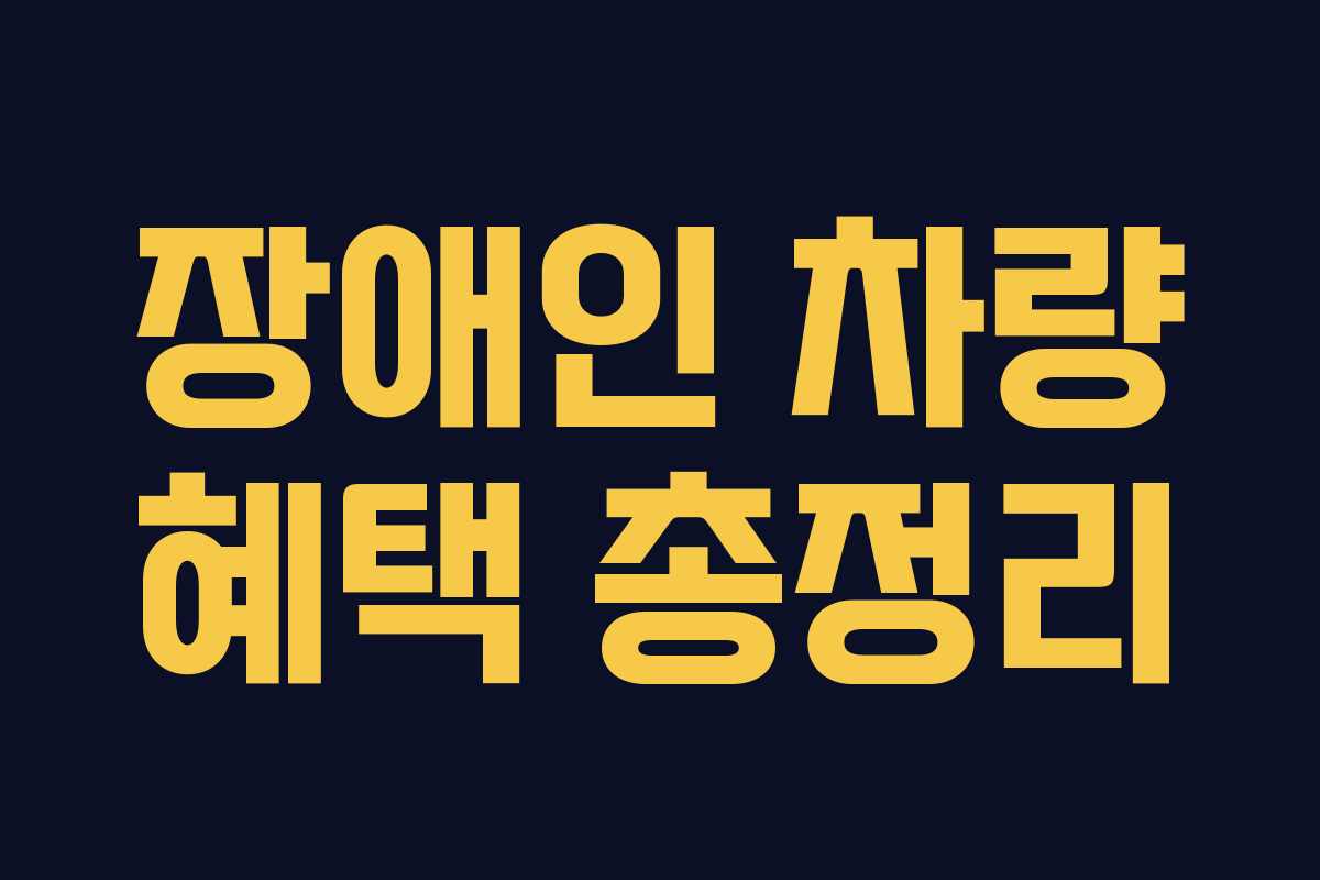 장애인 차량 혜택 총정리