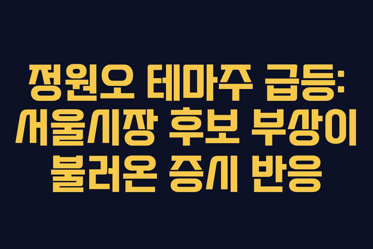 정원오 테마주 급등: 서울시장 후보 부상이 불러온 증시 반응