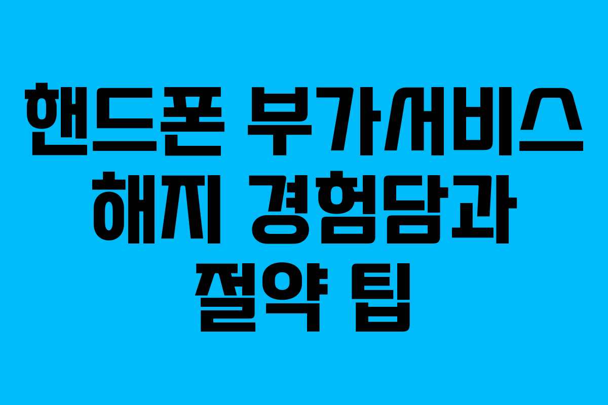 핸드폰 부가서비스 해지 경험담과 절약 팁