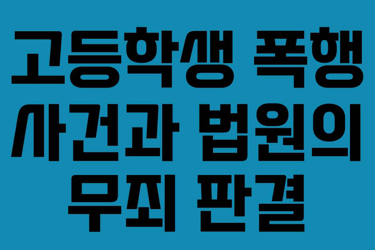 고등학생 폭행 사건과 법원의 무죄 판결