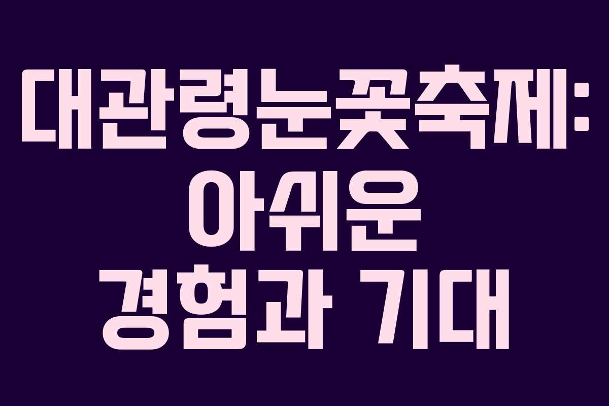 대관령눈꽃축제: 아쉬운 경험과 기대