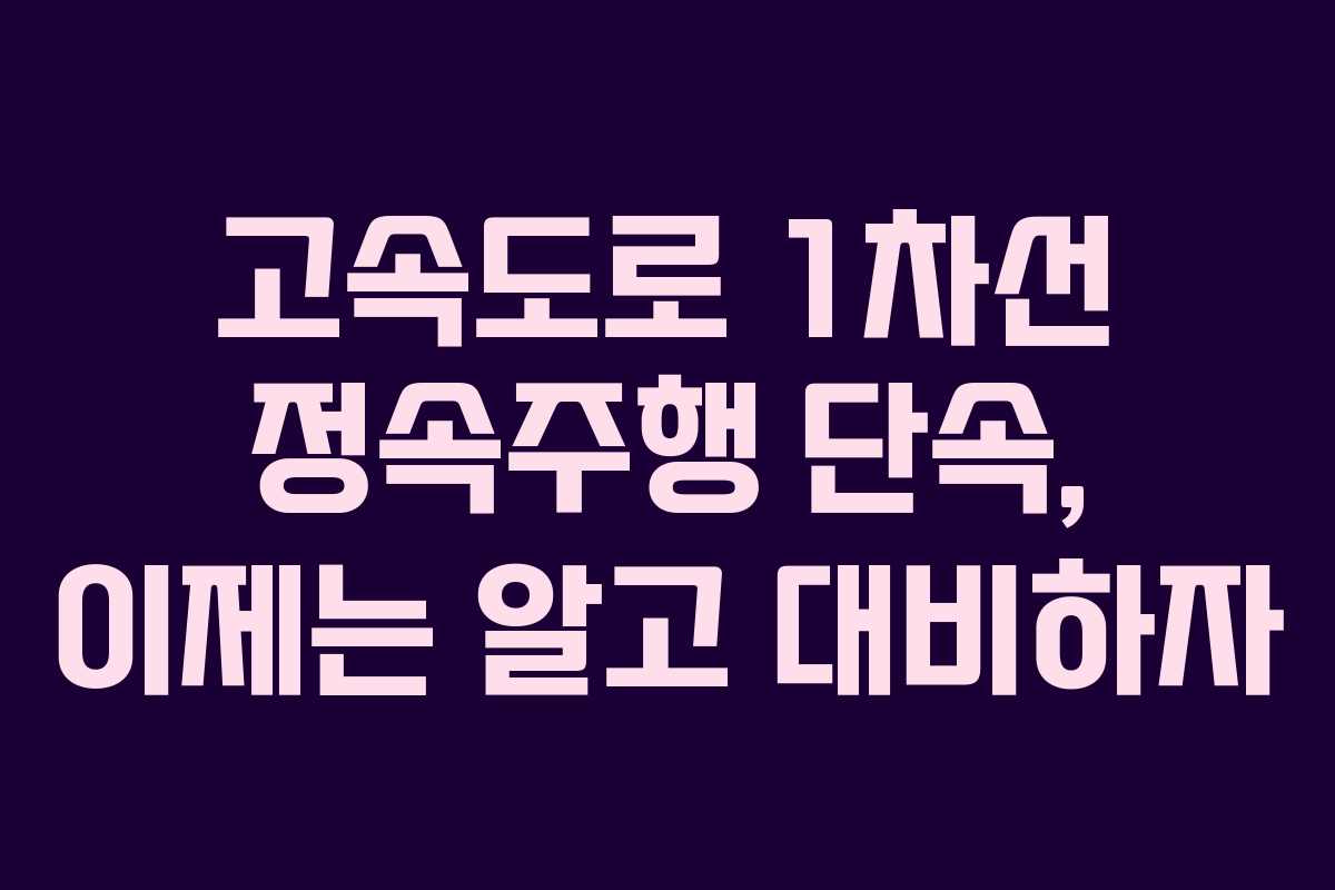 고속도로 1차선 정속주행 단속, 이제는 알고 대비하자