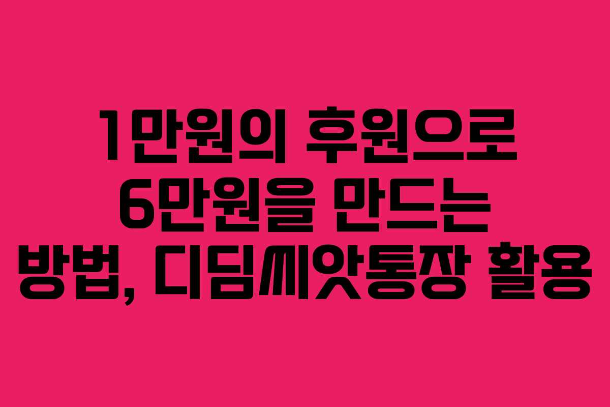 1만원의 후원으로 6만원을 만드는 방법, 디딤씨앗통장 활용