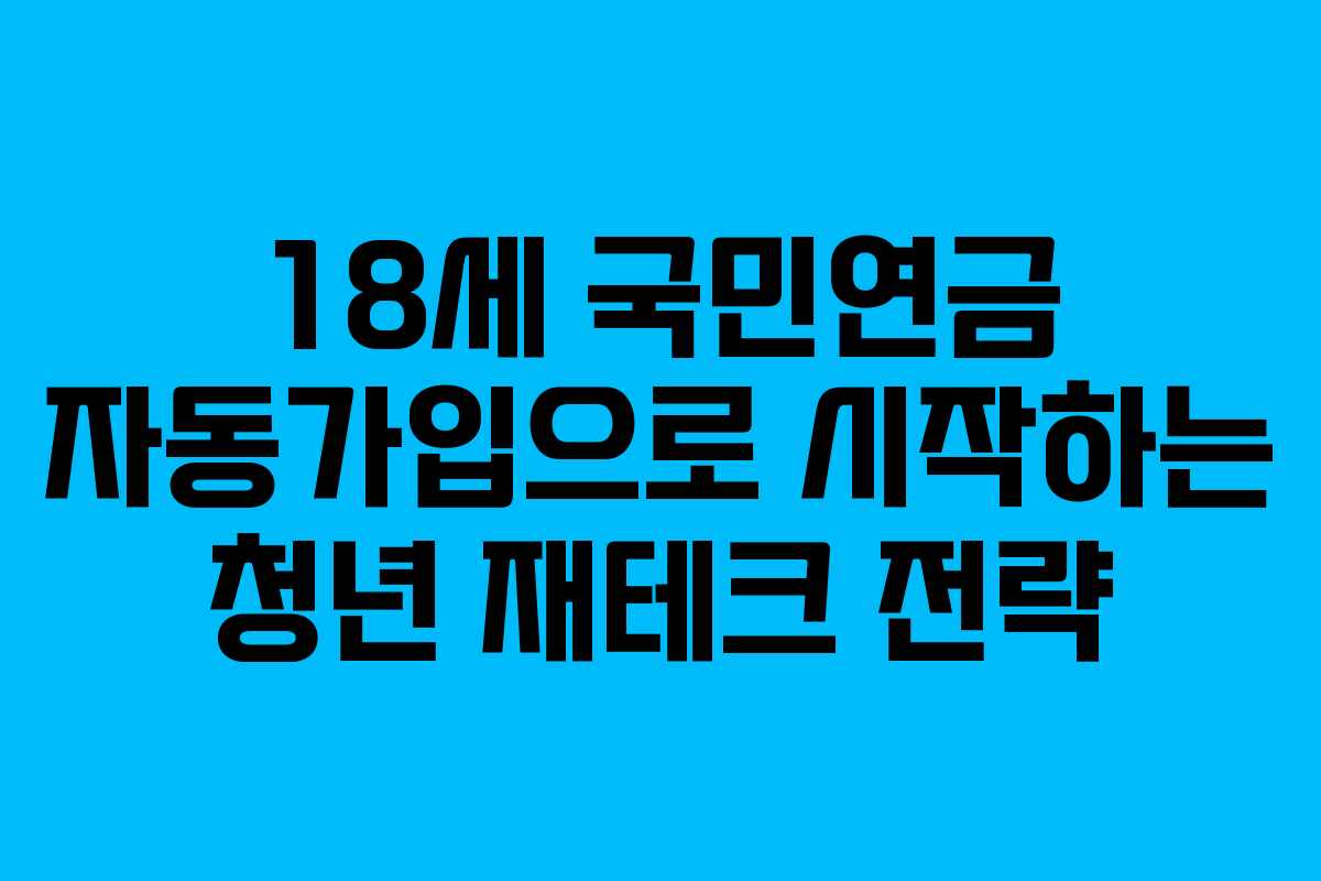 18세 국민연금 자동가입으로 시작하는 청년 재테크 전략