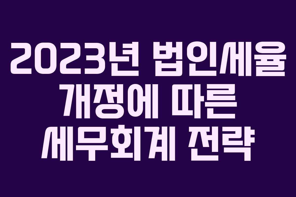 2023년 법인세율 개정에 따른 세무회계 전략