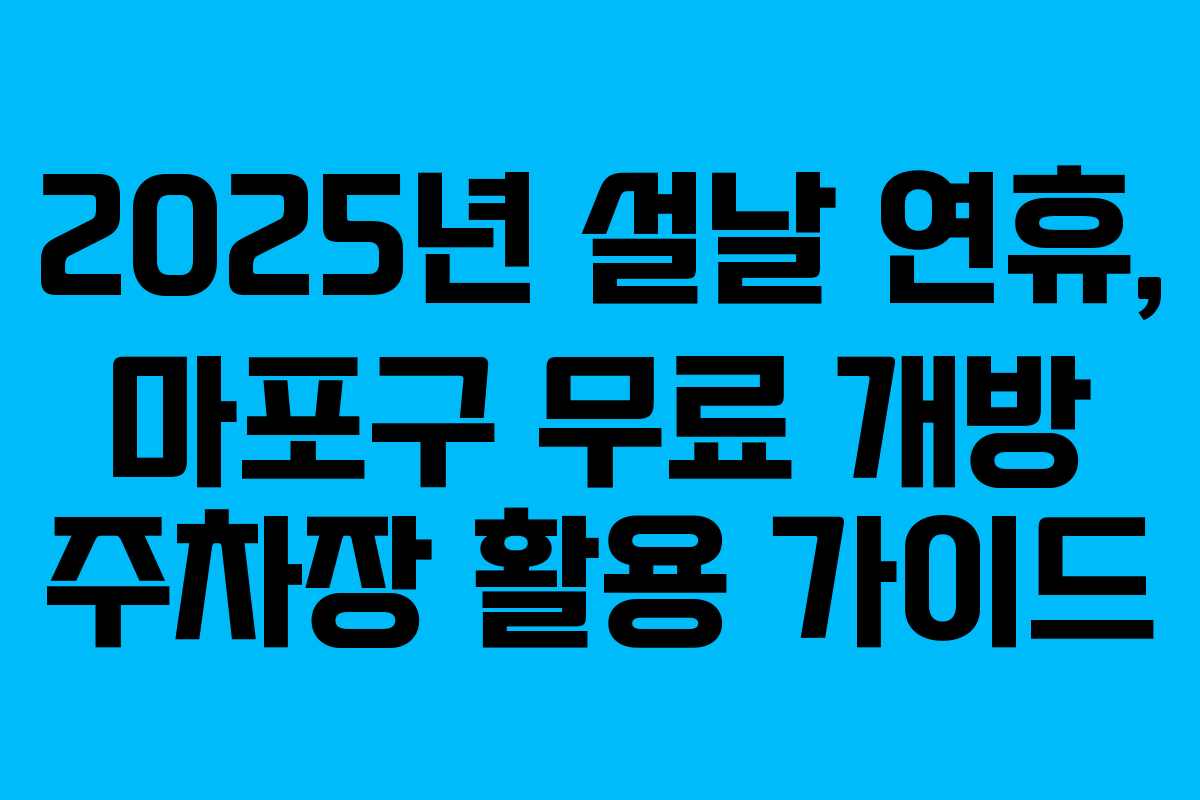 2025년 설날 연휴, 마포구 무료 개방 주차장 활용 가이드
