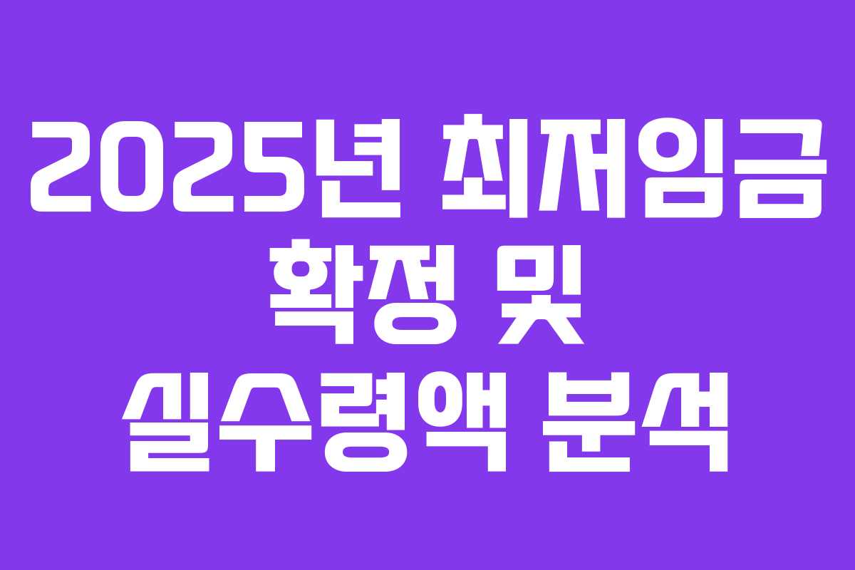 2025년 최저임금 확정 및 실수령액 분석