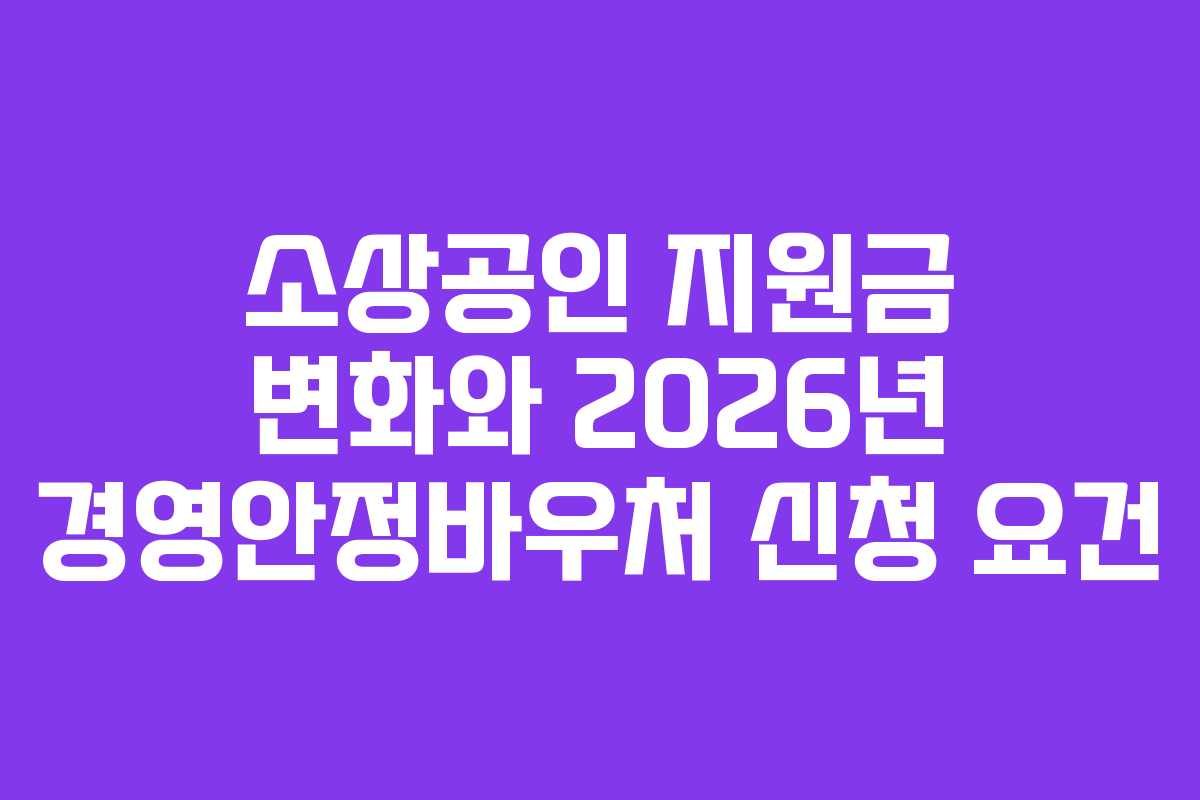 소상공인 지원금 변화와 2026년 경영안정바우처 신청 요건