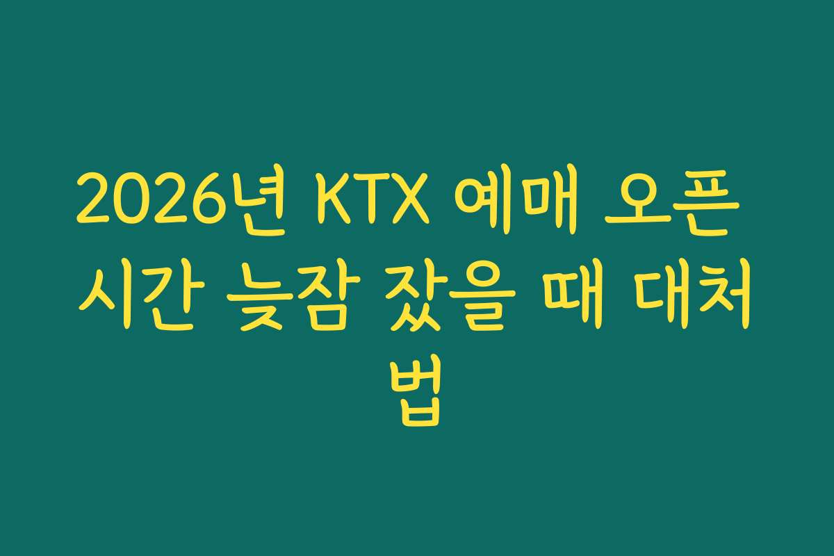 2026년 KTX 예매 오픈 시간 늦잠 잤을 때 대처법