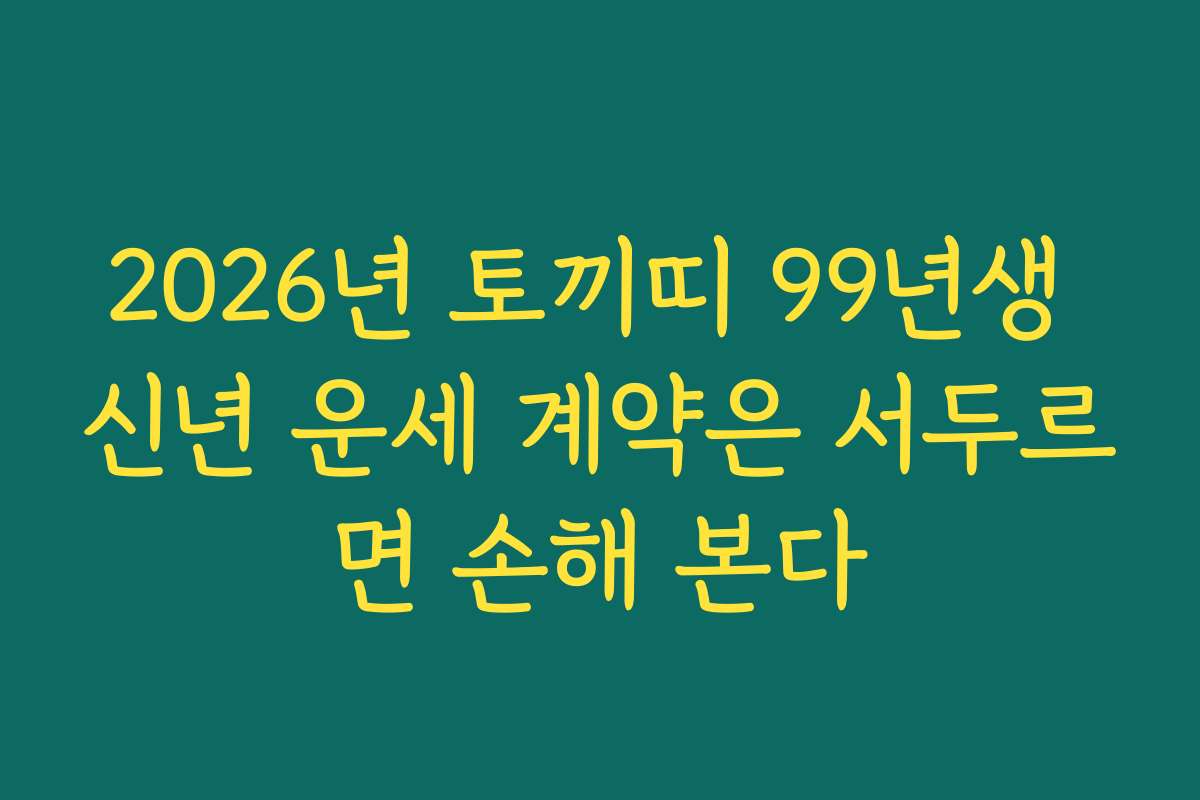 2026년 토끼띠 99년생 신년 운세 계약은 서두르면 손해 본다