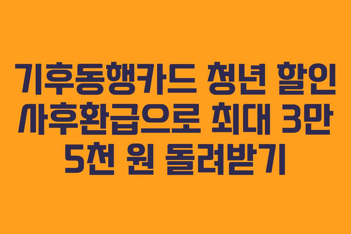 기후동행카드 청년 할인 사후환급으로 최대 3만 5천 원 돌려받기