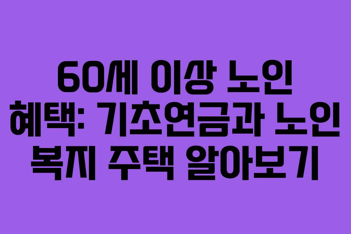 60세 이상 노인 혜택: 기초연금과 노인 복지 주택 알아보기