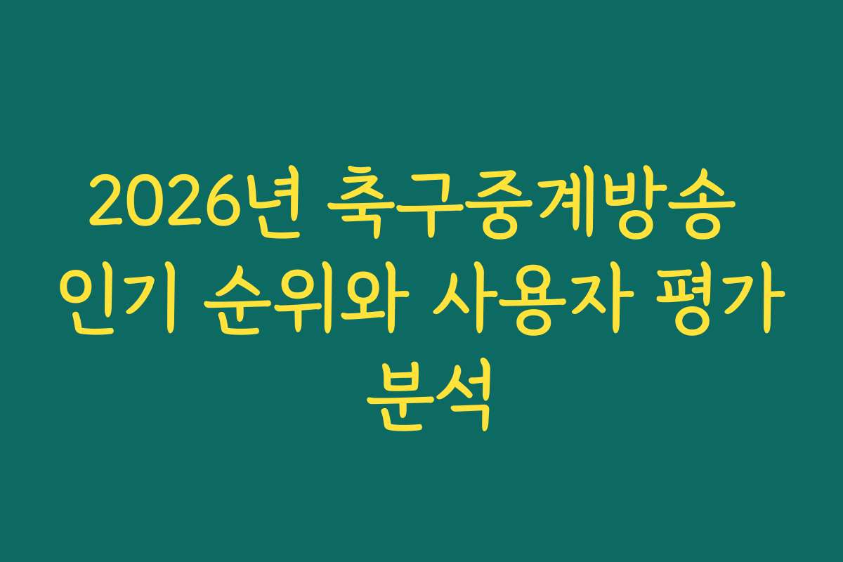 2026년 축구중계방송 인기 순위와 사용자 평가 분석