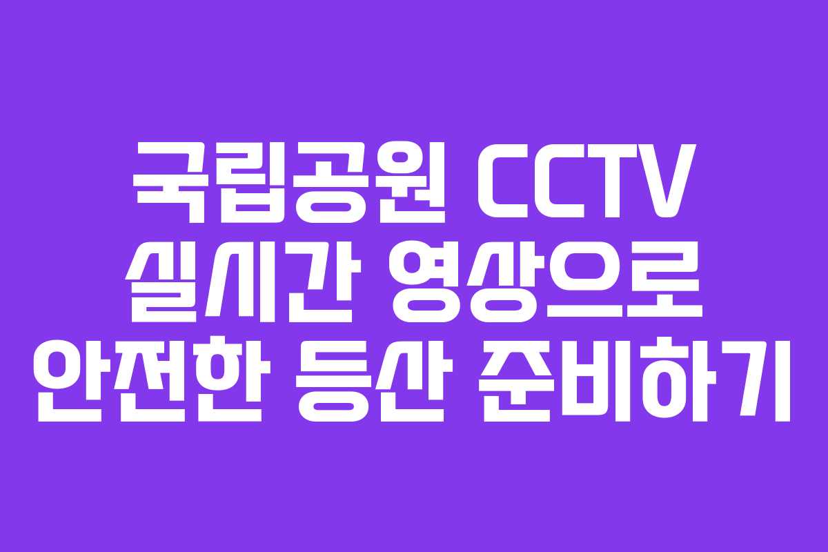 국립공원 CCTV 실시간 영상으로 안전한 등산 준비하기