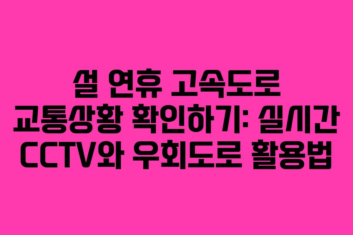 설 연휴 고속도로 교통상황 확인하기: 실시간 CCTV와 우회도로 활용법