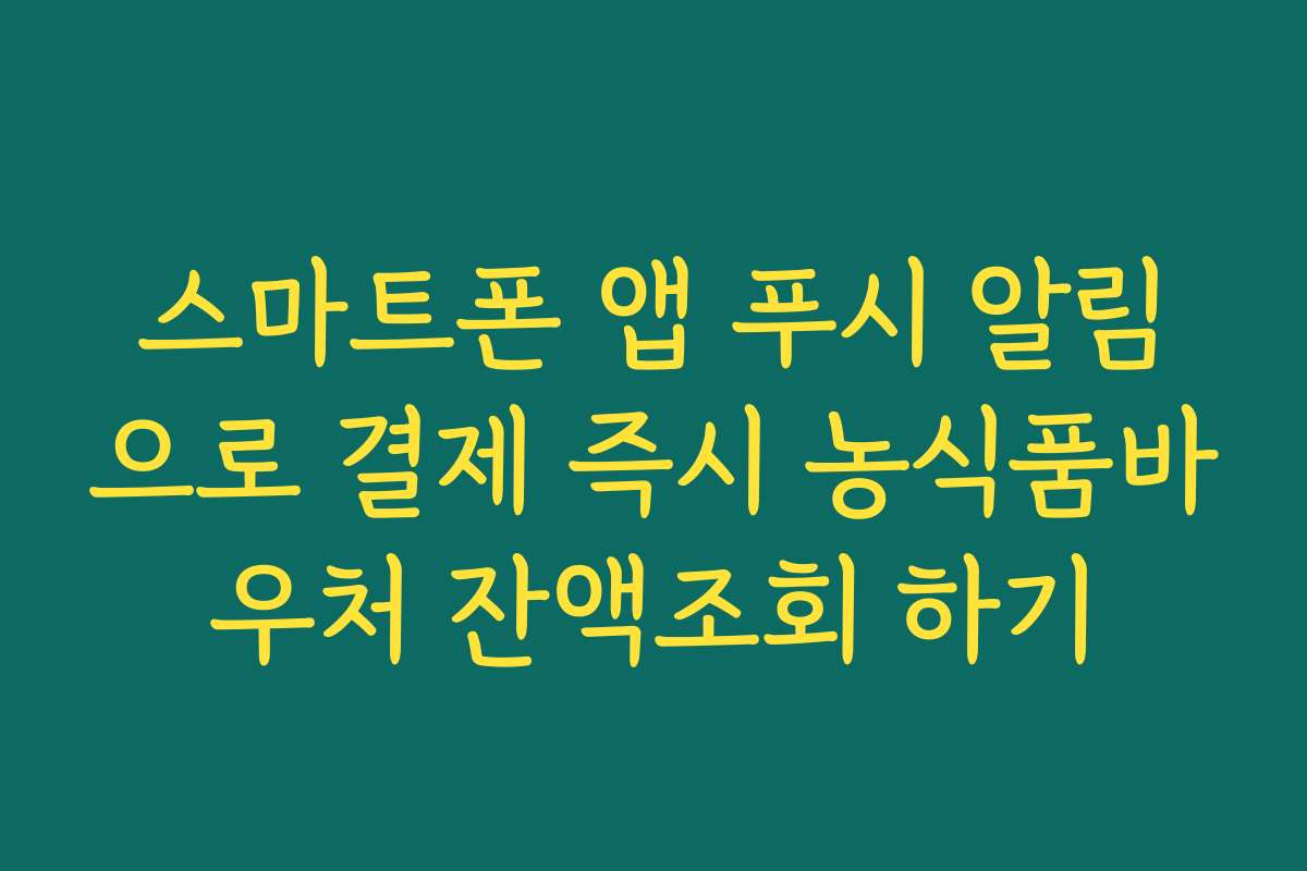 스마트폰 앱 푸시 알림으로 결제 즉시 농식품바우처 잔액조회 하기