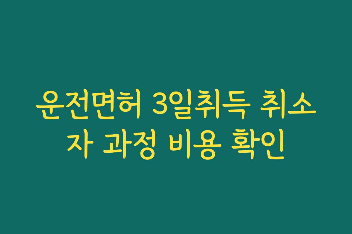 운전면허 3일취득 취소자 과정 비용 확인