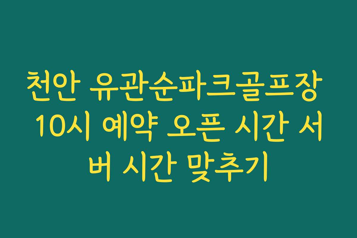 천안 유관순파크골프장 10시 예약 오픈 시간 서버 시간 맞추기