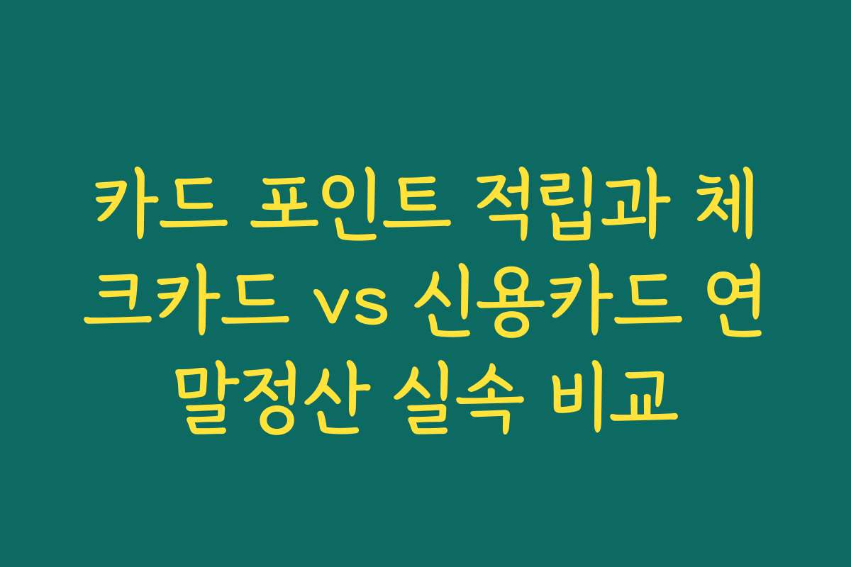 카드 포인트 적립과 체크카드 vs 신용카드 연말정산 실속 비교