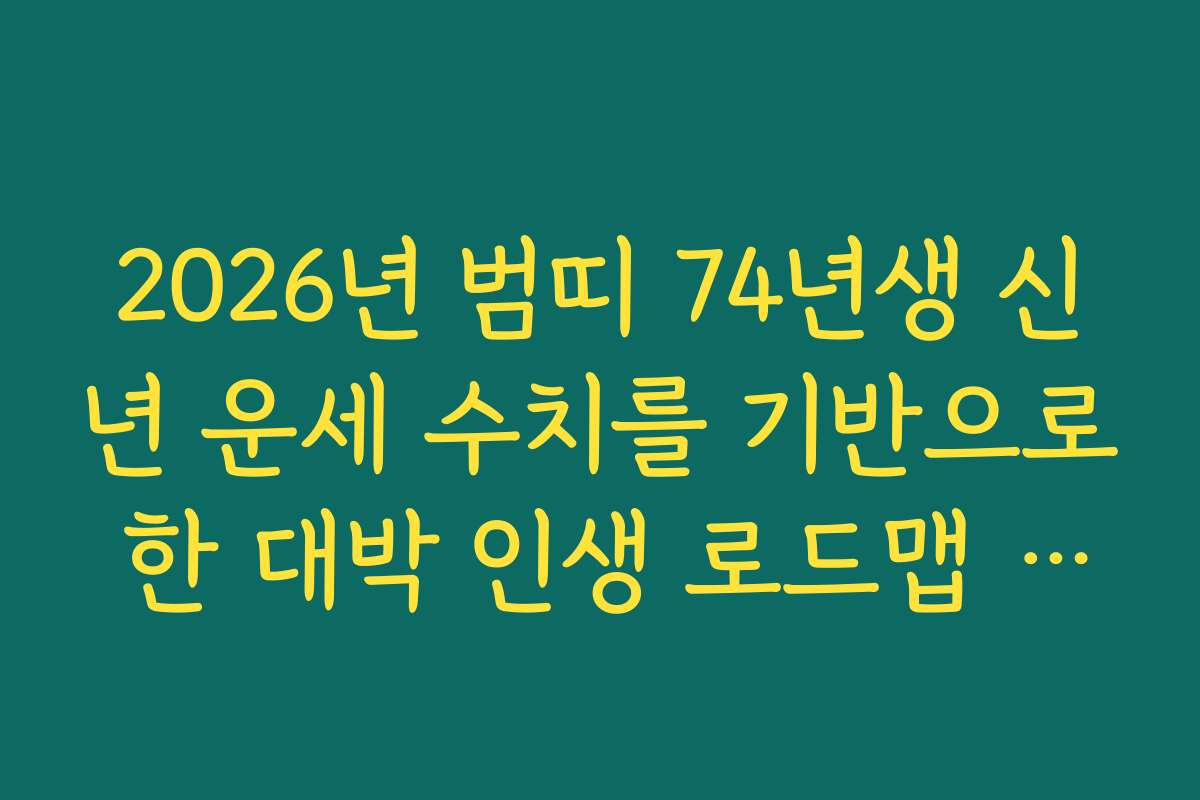 2026년 범띠 74년생 신년 운세 수치를 기반으로 한 대박 인생 로드맵 완성