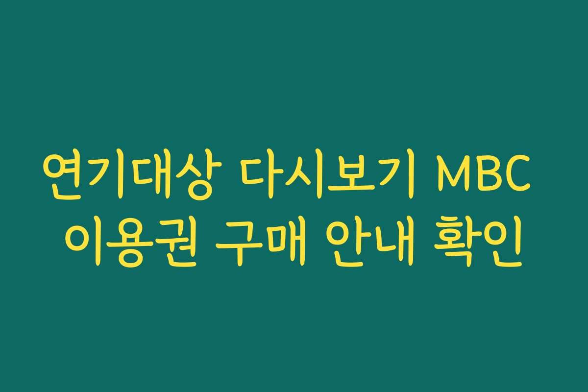 연기대상 다시보기 MBC 이용권 구매 안내 확인