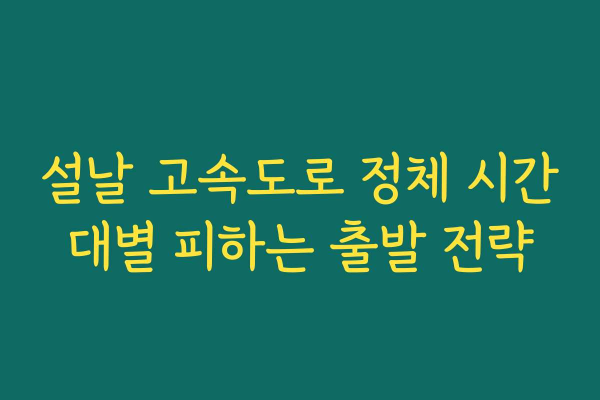 설날 고속도로 정체 시간대별 피하는 출발 전략